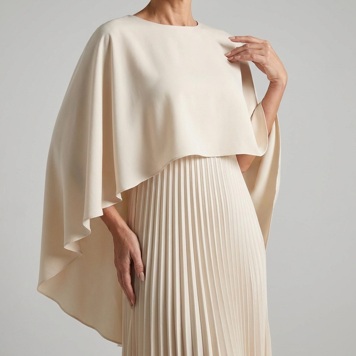 Womens Formal Long Sleeve Batwing Cape Maxi Dress Chiffon 7