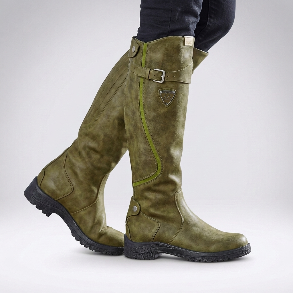 Womens Orthopaedic Tall Buckle Knee High Boots Leather 5