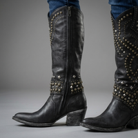 Womens Orthopaedic Pointed Toe Knee High Boots Leather