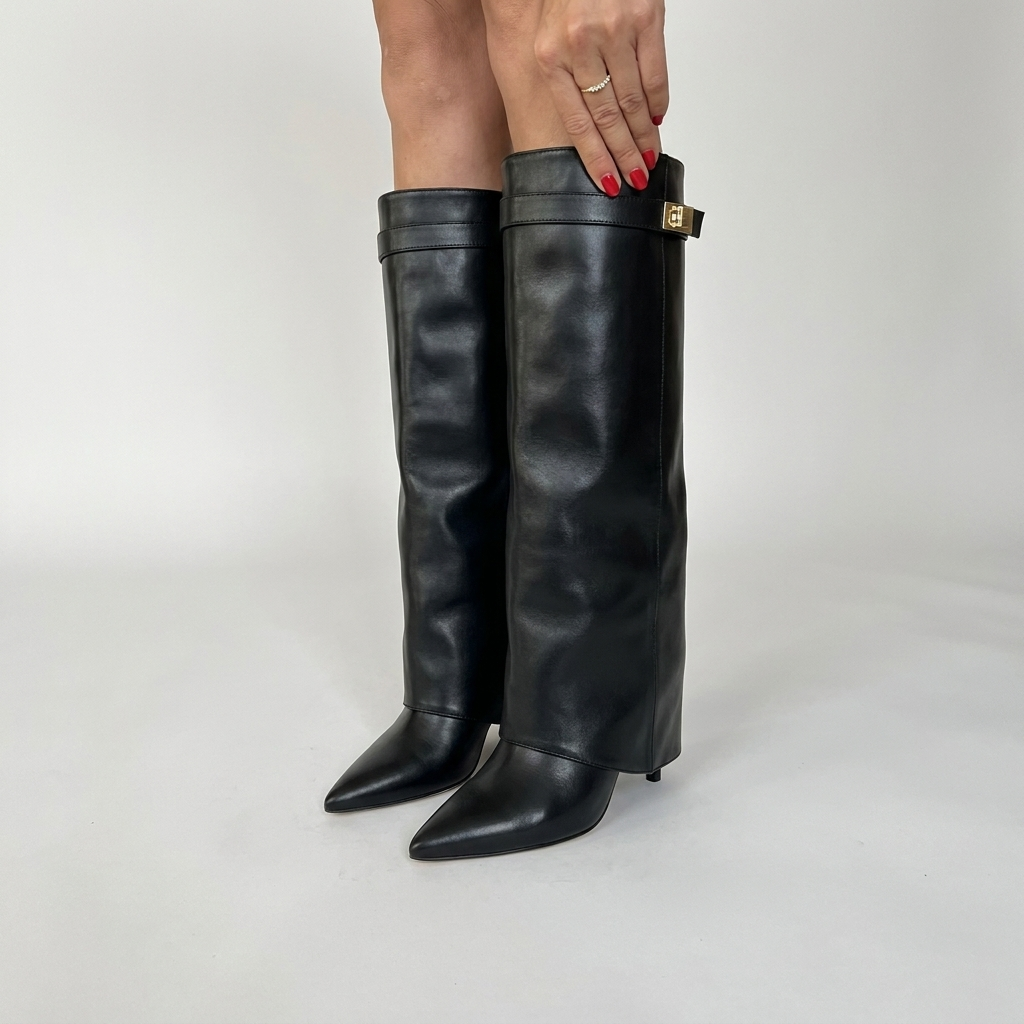 Womens Elegant Knee High Black Boots Leather Comfort 10