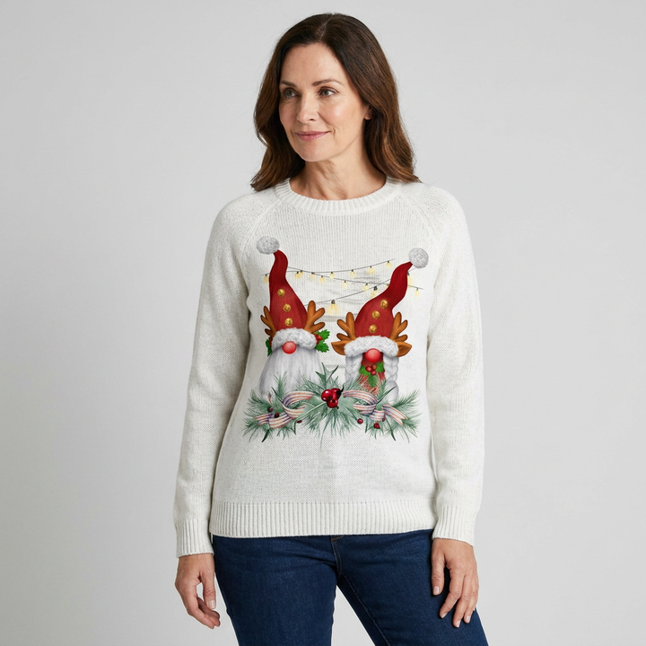 Womens Christmas Jumper Snowman Reindeer Knit Pullover 7