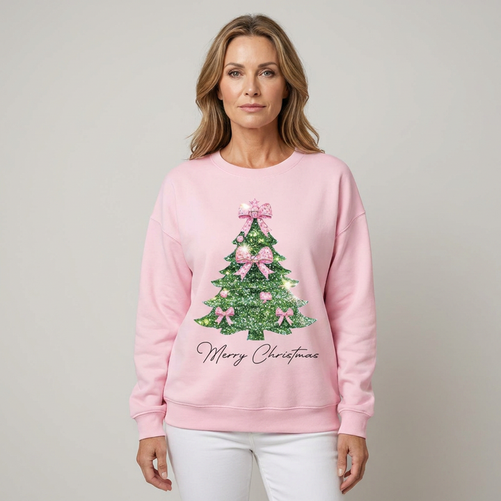 Womens Christmas Jumper Tree Print Long Sleeve Sweatshirt 9