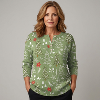 Womens Christmas Jumper Button Front Knit Sweater