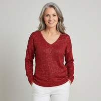 Womens Christmas Jumper Sequin V-Neck Sparkle Knit