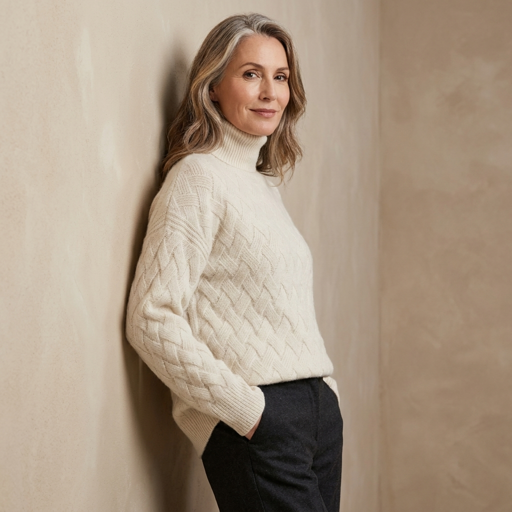 Womens Cable Knit Jumper Oversized Foldable Turtleneck 5