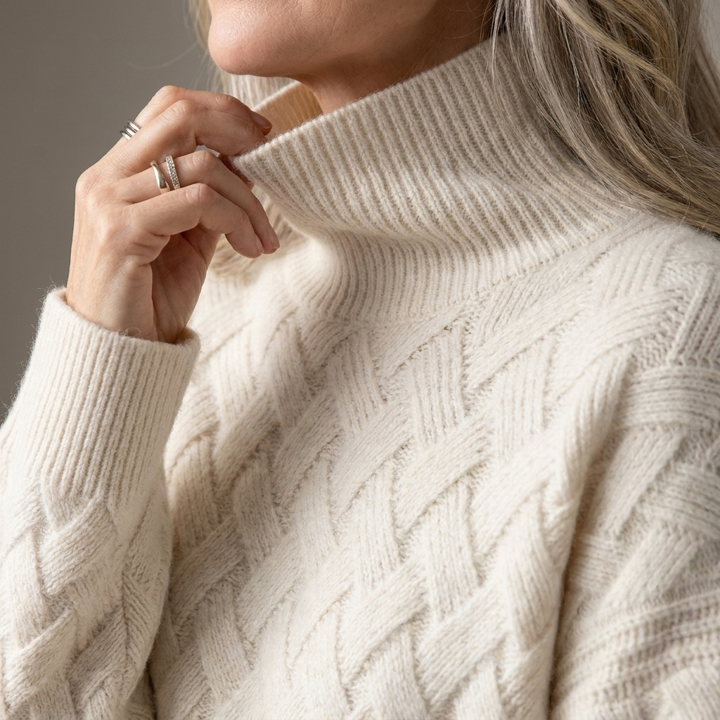 Womens Cable Knit Jumper Oversized Foldable Turtleneck 6