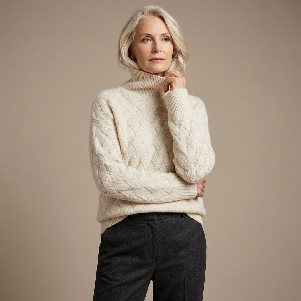 Womens Cable Knit Jumper Oversized Foldable Turtleneck 4