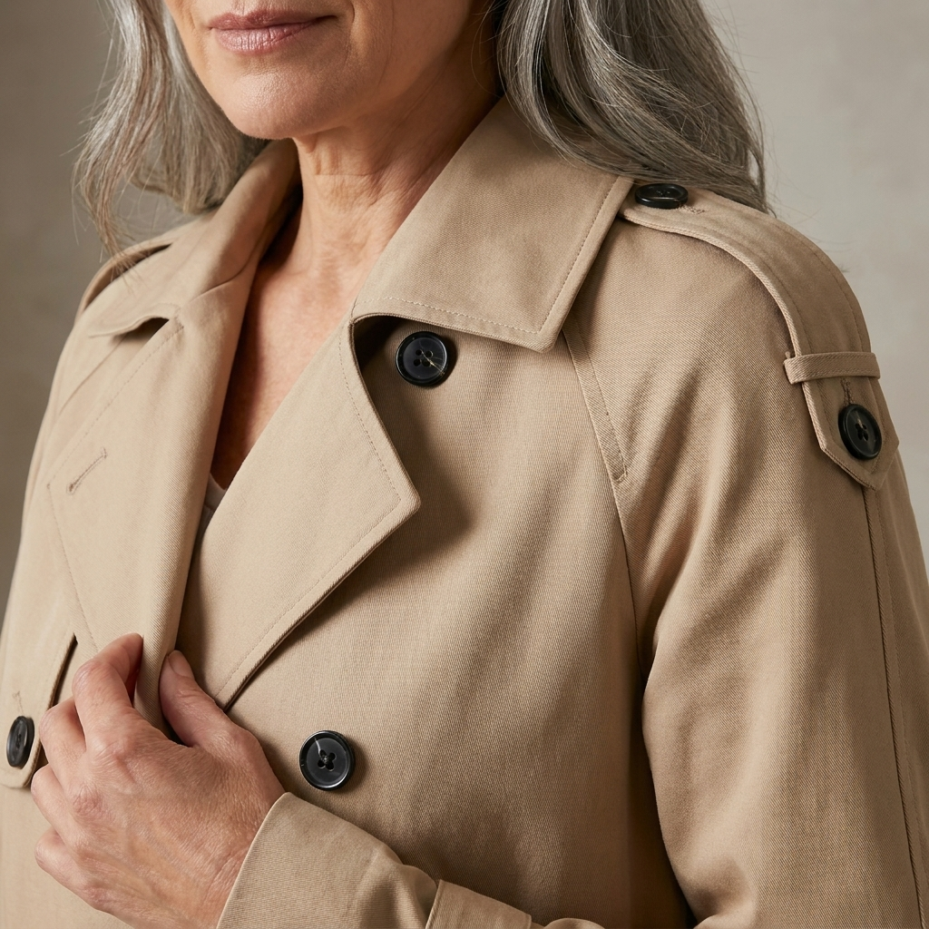 Womens Trench Coat Wool Blend A-Line Flap Pockets 9