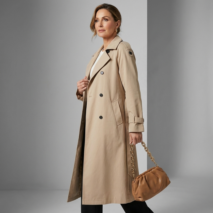 Womens Trench Coat Wool Blend A-Line Flap Pockets 8