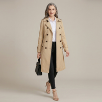 Womens Trench Coat Wool Blend Back-Tie Belt