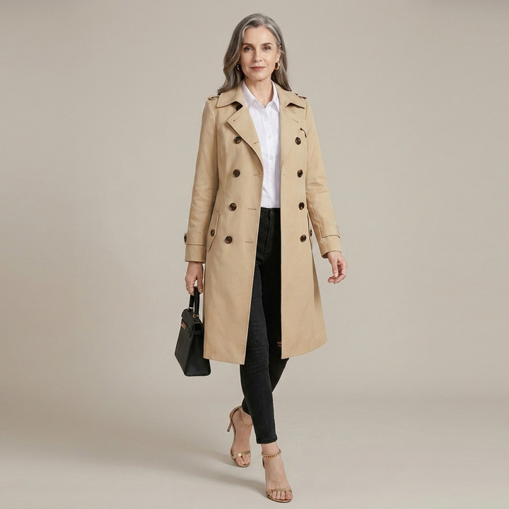 Womens Trench Coat Wool Blend Back-Tie Belt 4