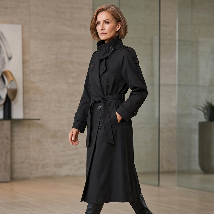 Womens Longline Trench Coat Tailored Belted 5