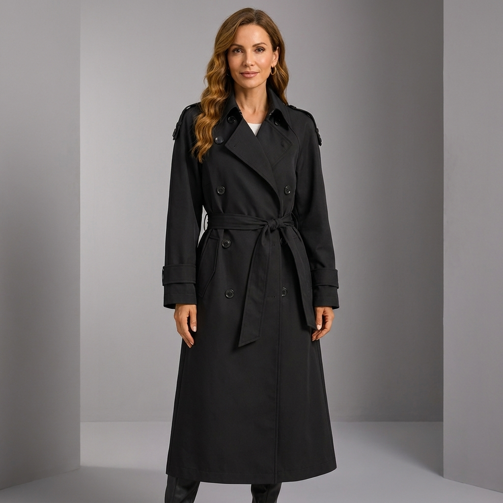 Womens Longline Trench Coat Tailored Belted 4
