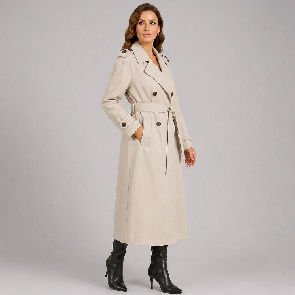 Womens Classic Longline Trench Coat Lightweight 3