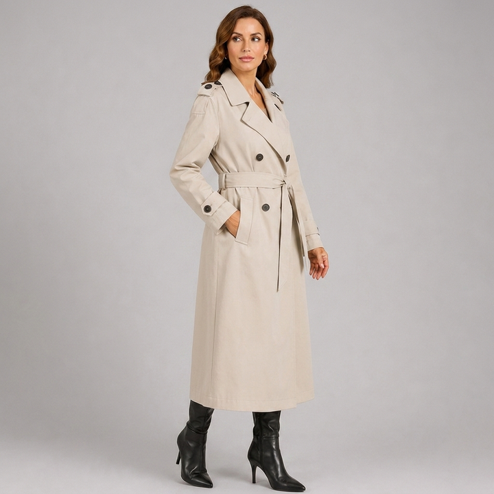 Womens Classic Longline Trench Coat Lightweight 3