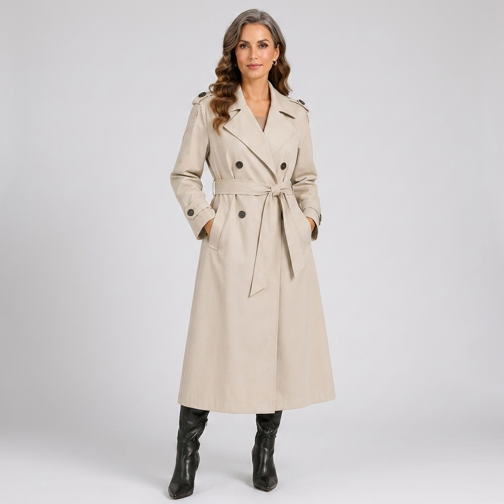 Womens Classic Longline Trench Coat Lightweight 2