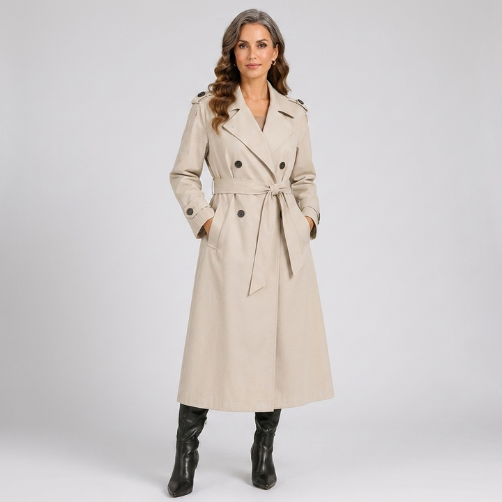 Womens Classic Longline Trench Coat Lightweight 2