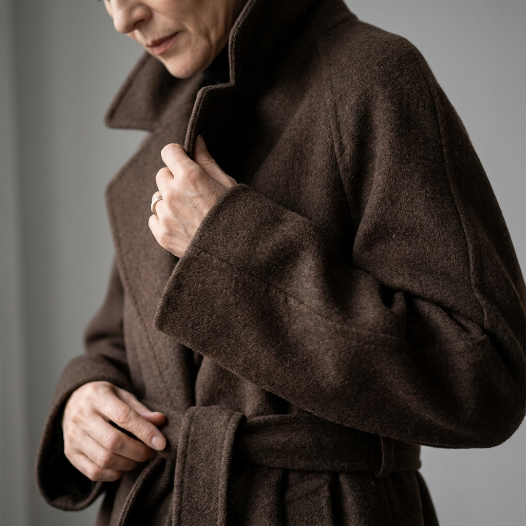 Womens Belted Wool Blend Winter Coat Longline 9