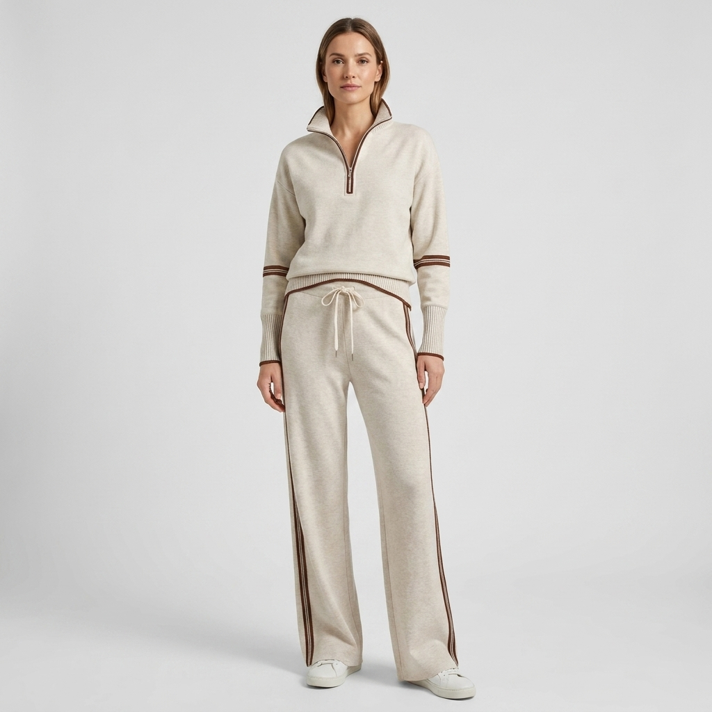 Rosalie | Women's Half-Zip Tracksuit – Contrast Trim Co-Ord Set