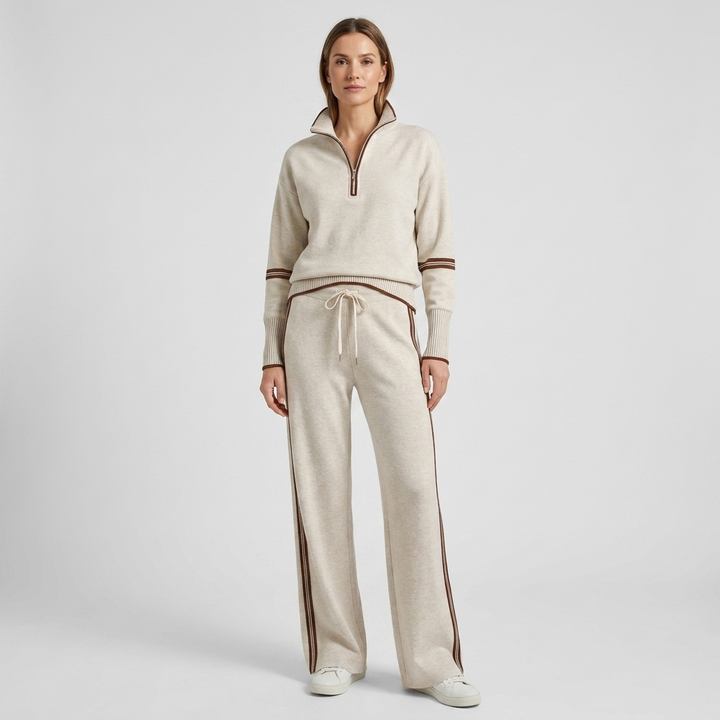 Rosalie | Women's Half-Zip Tracksuit – Contrast Trim Co-Ord Set