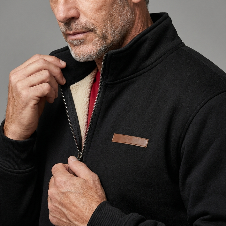 Mens Quarter Zip Jumper Fleece Lined Durable 11