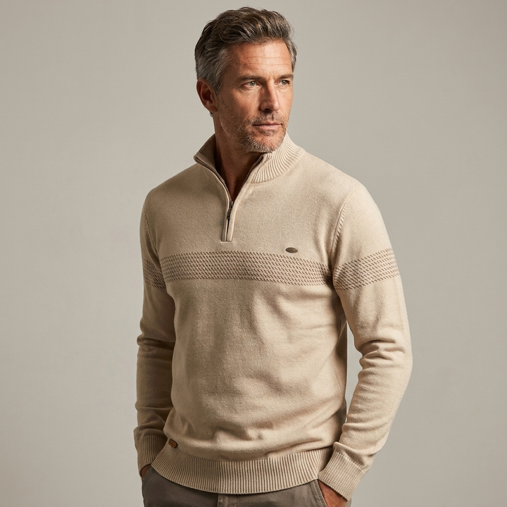 Mens Thick Knit Half Zip Jumper High Collar Warm 6