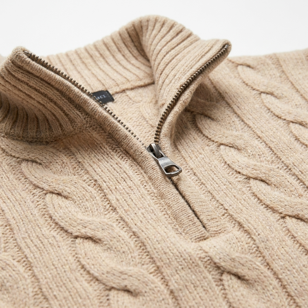 Mens Half Zip Jumper Wool Blend Knit 9