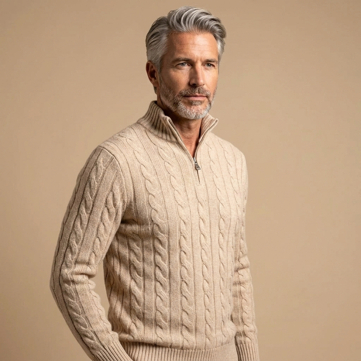 Mens Half Zip Jumper Wool Blend Knit 8