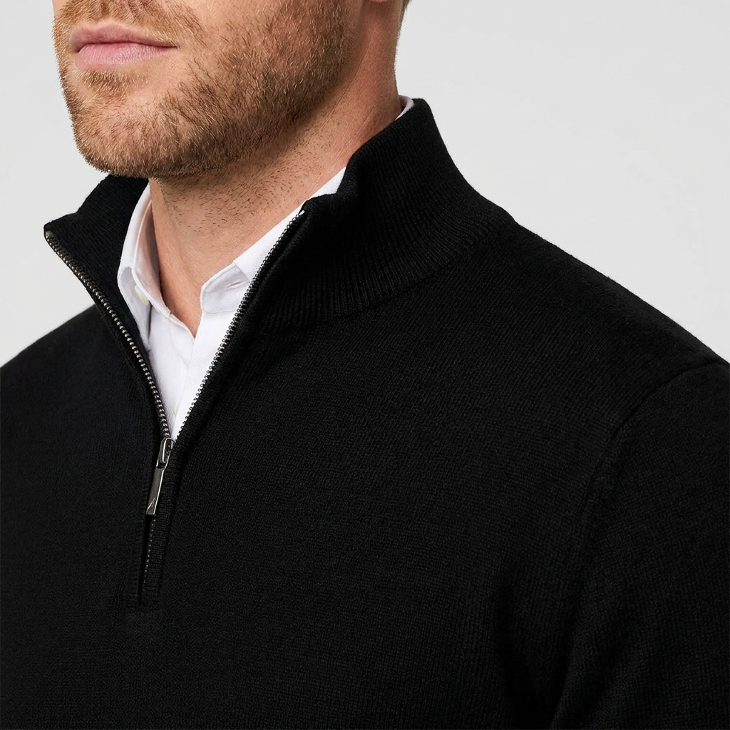 Mens Half Zip Jumper High Collar Tailored Office Wear 6