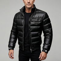 Men's Down Jacket Insulated Full Zip Padded Nylon Black