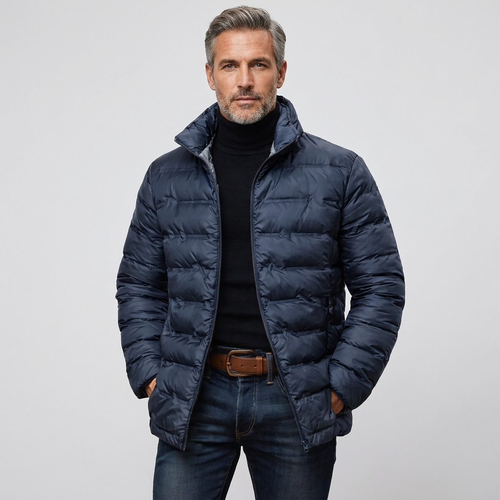 Men's Down Jacket Quilted Insulated Lightweight Puffer High Collar 10