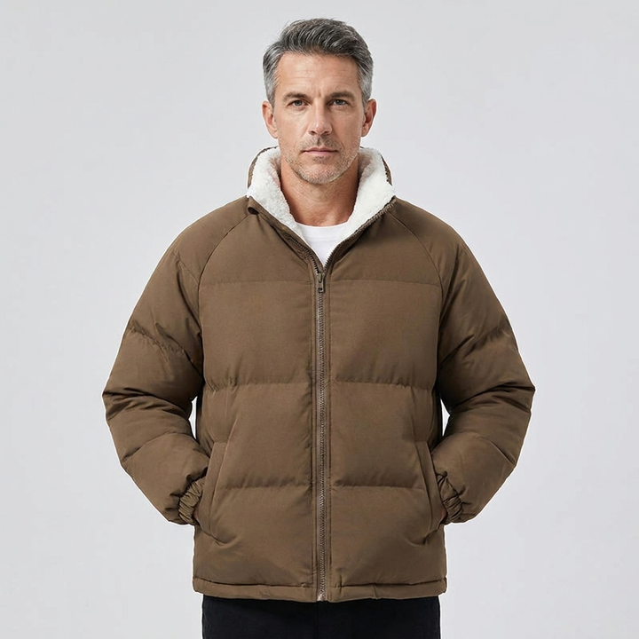 Men's Down Jacket Cotton Blend Insulated Puffer Fleece Lined 10
