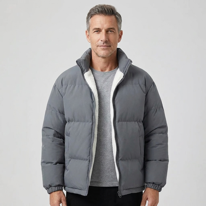 Men's Down Jacket Lambswool Lined Stand Collar 6