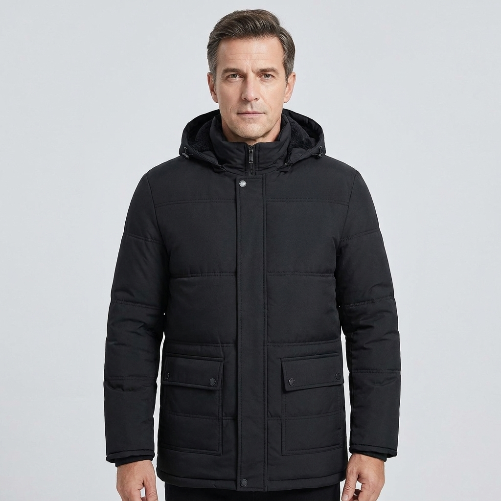 Men's Hooded Down Jacket Faux Fur Lined Puffer 5