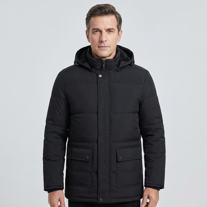 Men's Hooded Down Jacket Faux Fur Lined Puffer 5