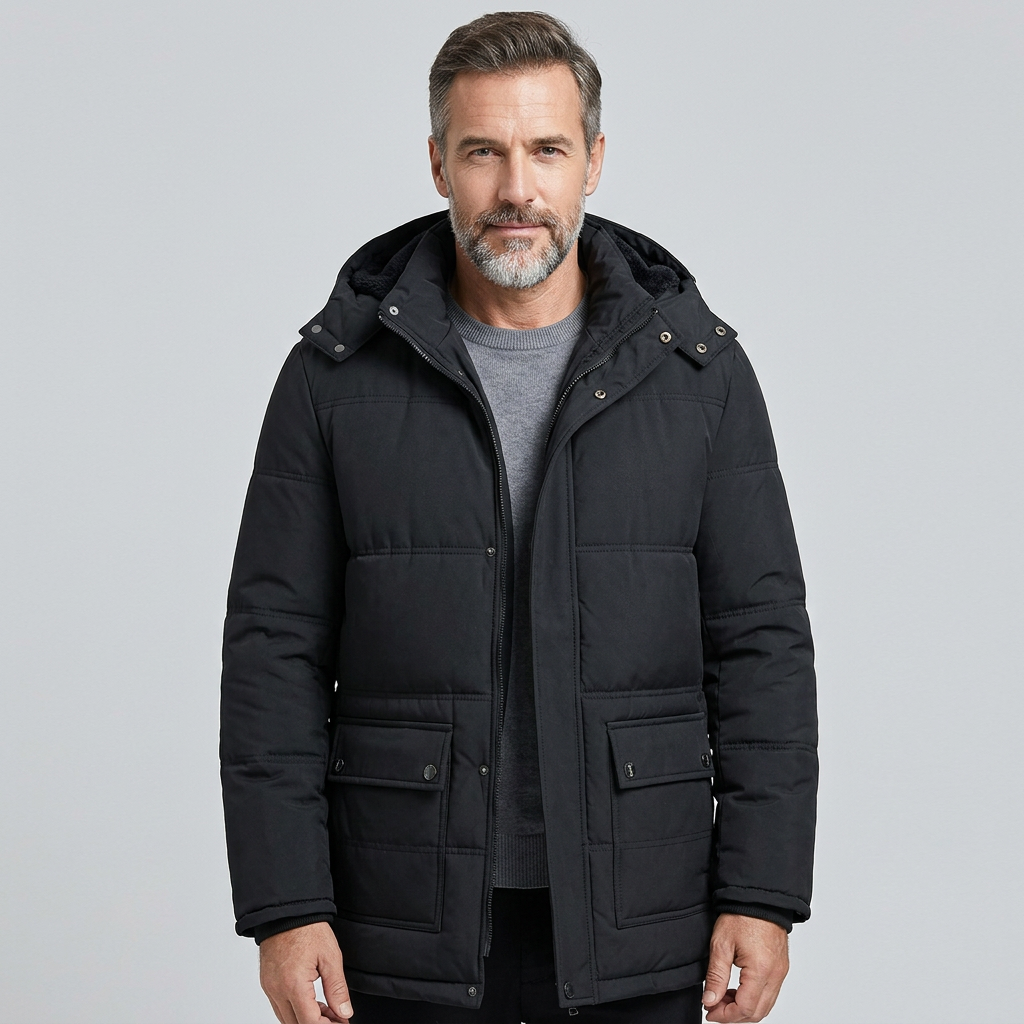 Men's Hooded Down Jacket Faux Fur Lined Puffer 6