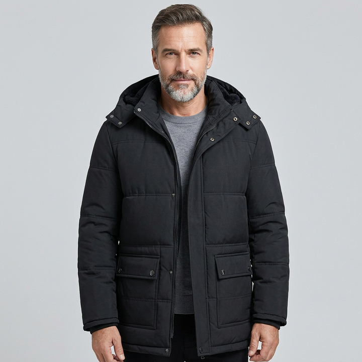 Men's Hooded Down Jacket Faux Fur Lined Puffer 6