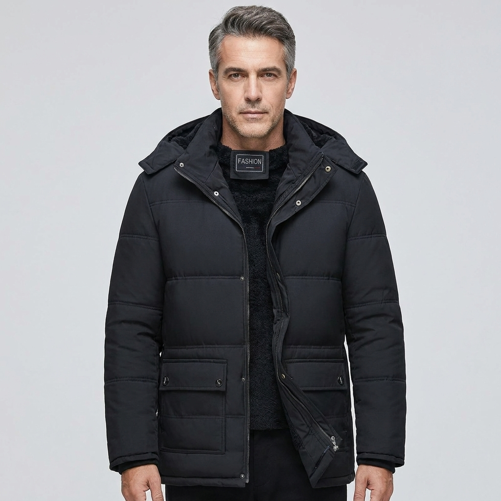Men's Hooded Down Jacket Faux Fur Lined Puffer 4