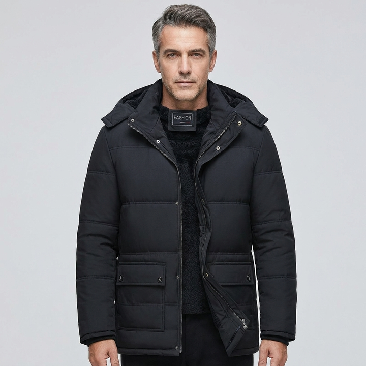 Men's Hooded Down Jacket Faux Fur Lined Puffer 4