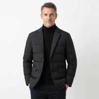 Men's Down Jacket Quilted Puffer Scarf Collar Mid-Length