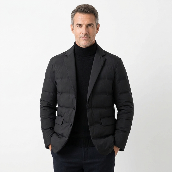 Men's Down Jacket Quilted Puffer Scarf Collar Mid-Length 5