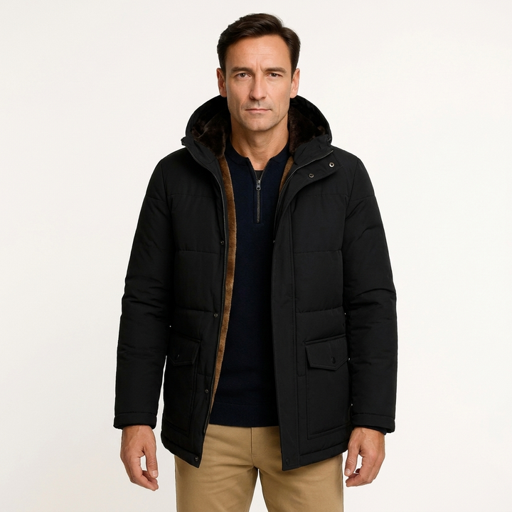 Men's Oversized Hooded Puffer Jacket Lambswool Padded 0