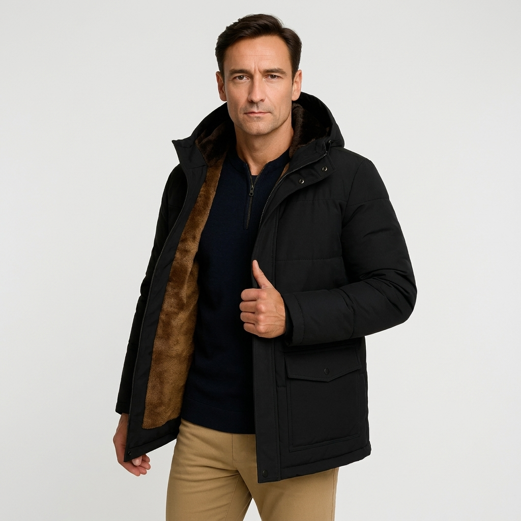 Men's Oversized Hooded Puffer Jacket Lambswool Padded 1
