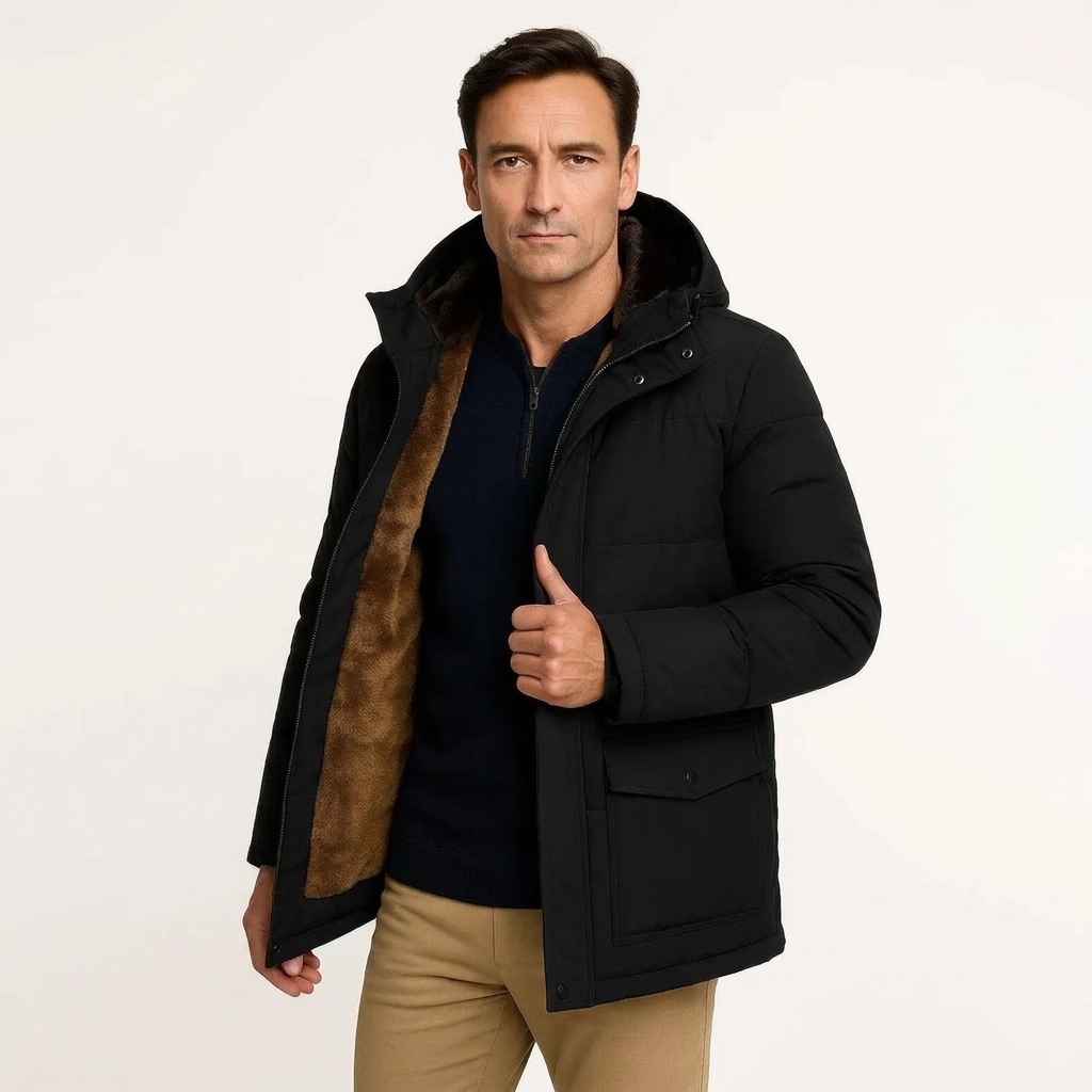 Men's Oversized Hooded Puffer Jacket Lambswool Padded 2