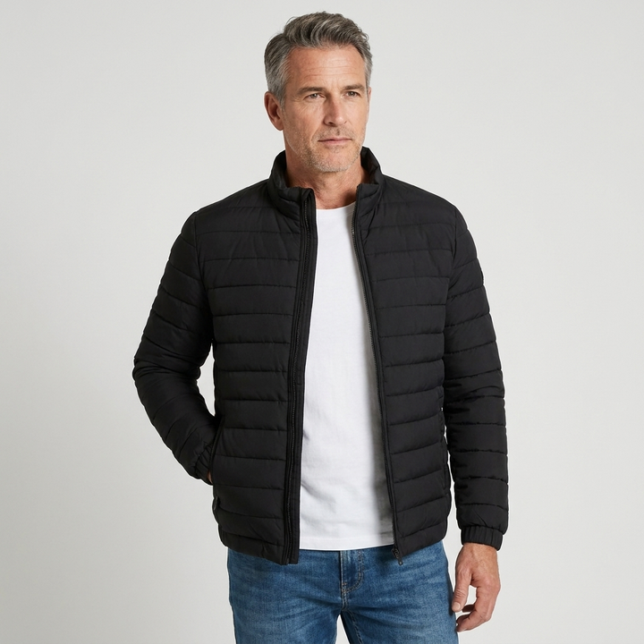 Men's Casual Puffer Jacket Zip-Up Elastic Cuffs 0