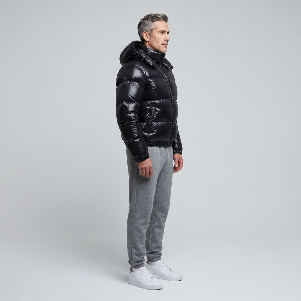 Men's Puffer Jacket Hooded Quilted Sherpa Lined 9