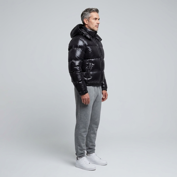 Men's Puffer Jacket Hooded Quilted Sherpa Lined 9