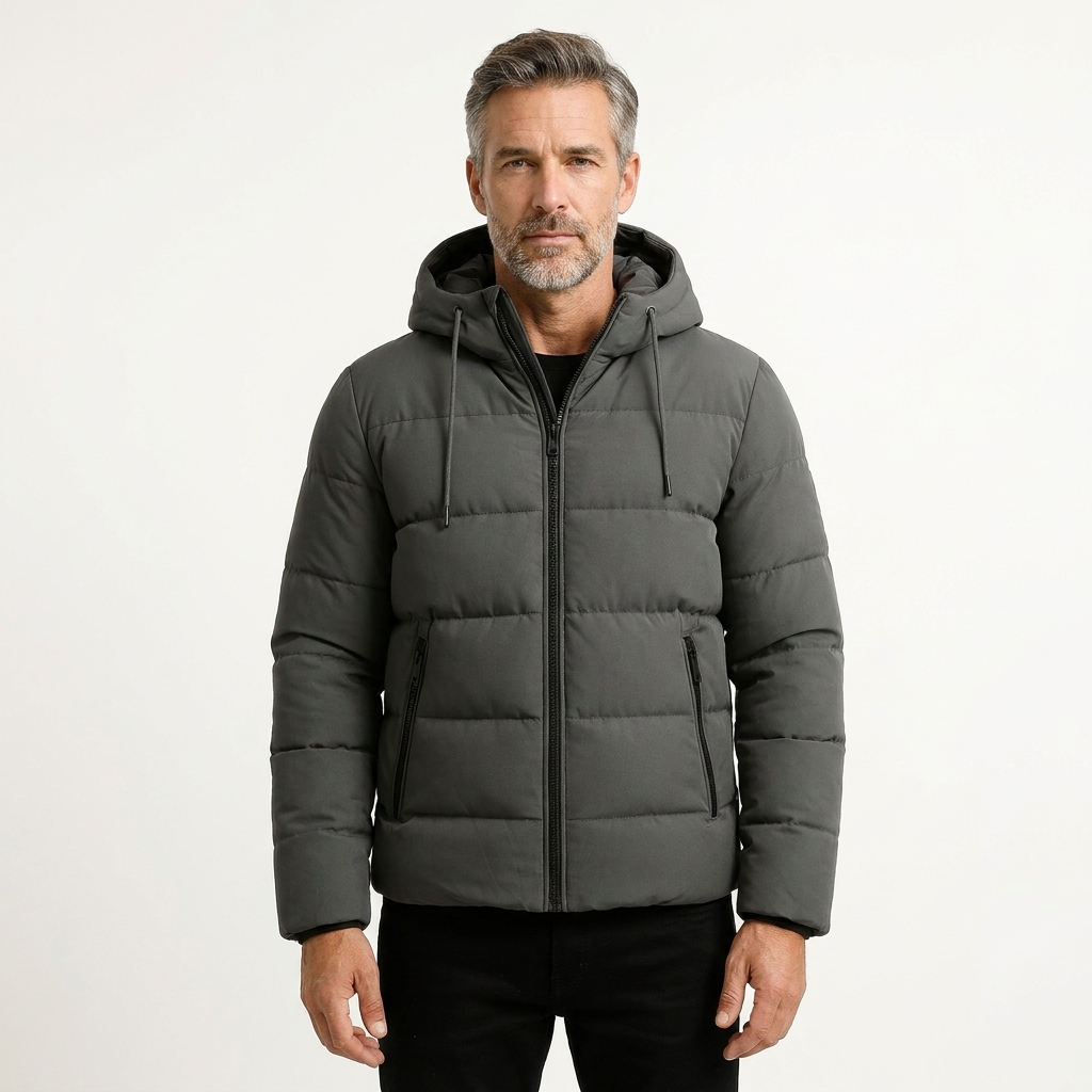 Men's Puffer Jacket Insulated Hooded Cotton Blend 4
