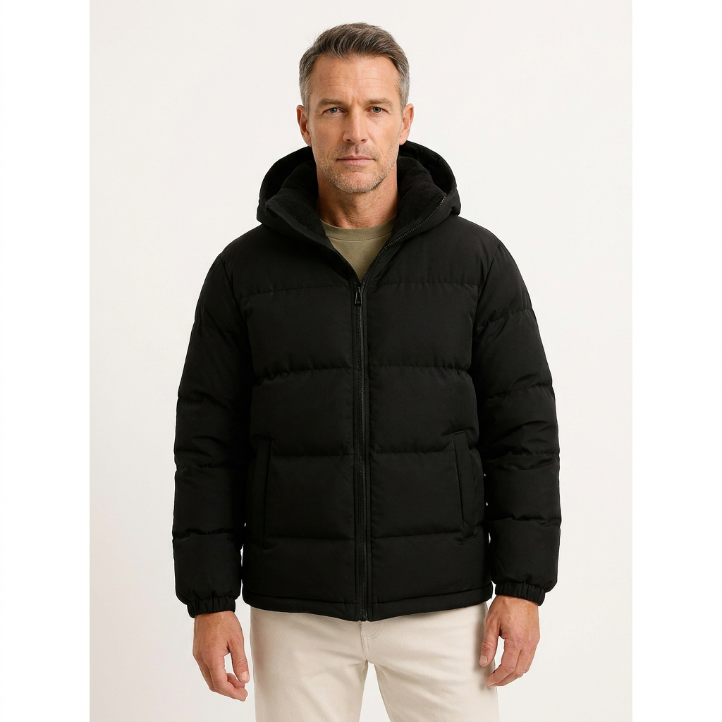 Men's Puffer Jacket Modern Insulated Hooded Lightweight 9