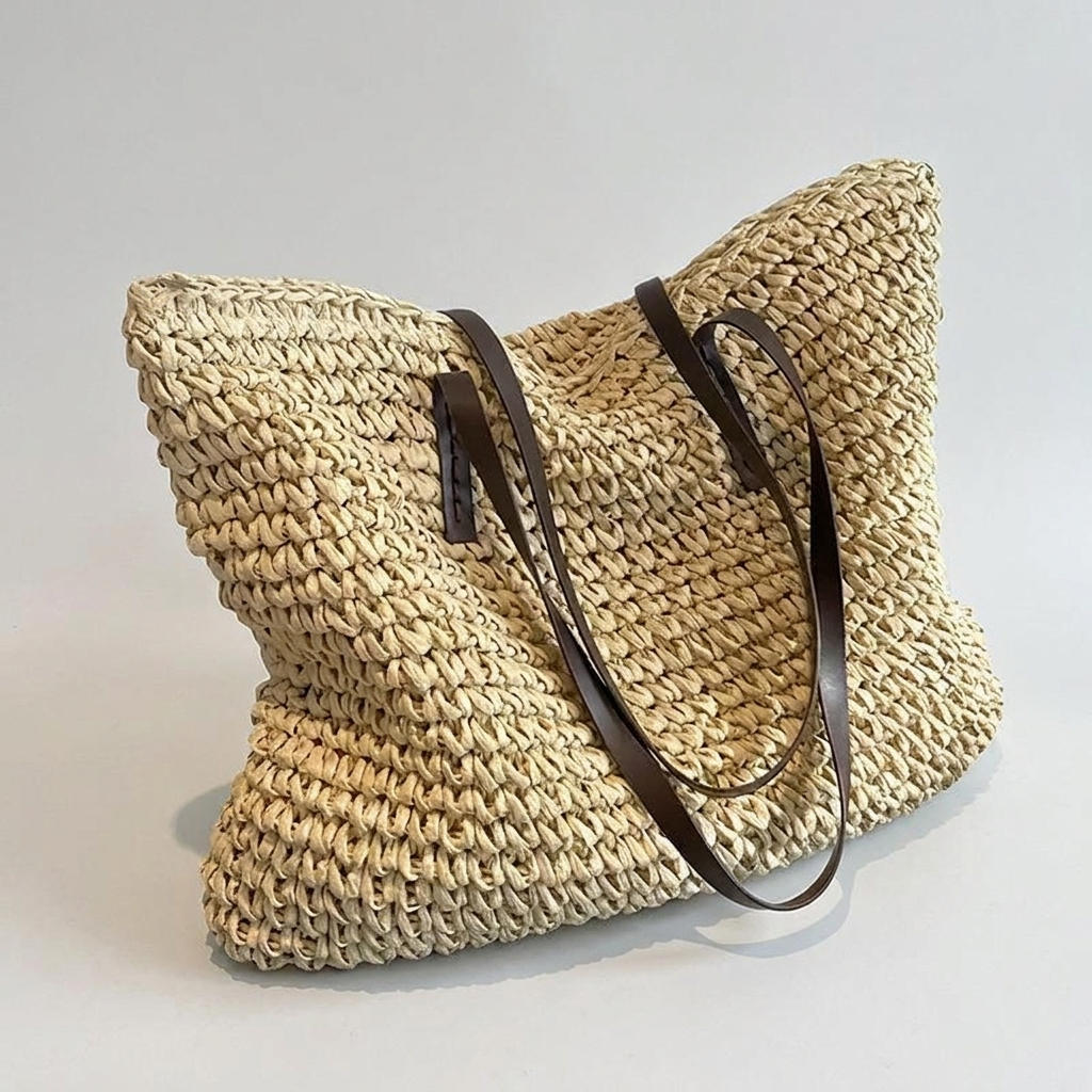Womens Woven Lightweight Tote Bag With Durable Straps 9
